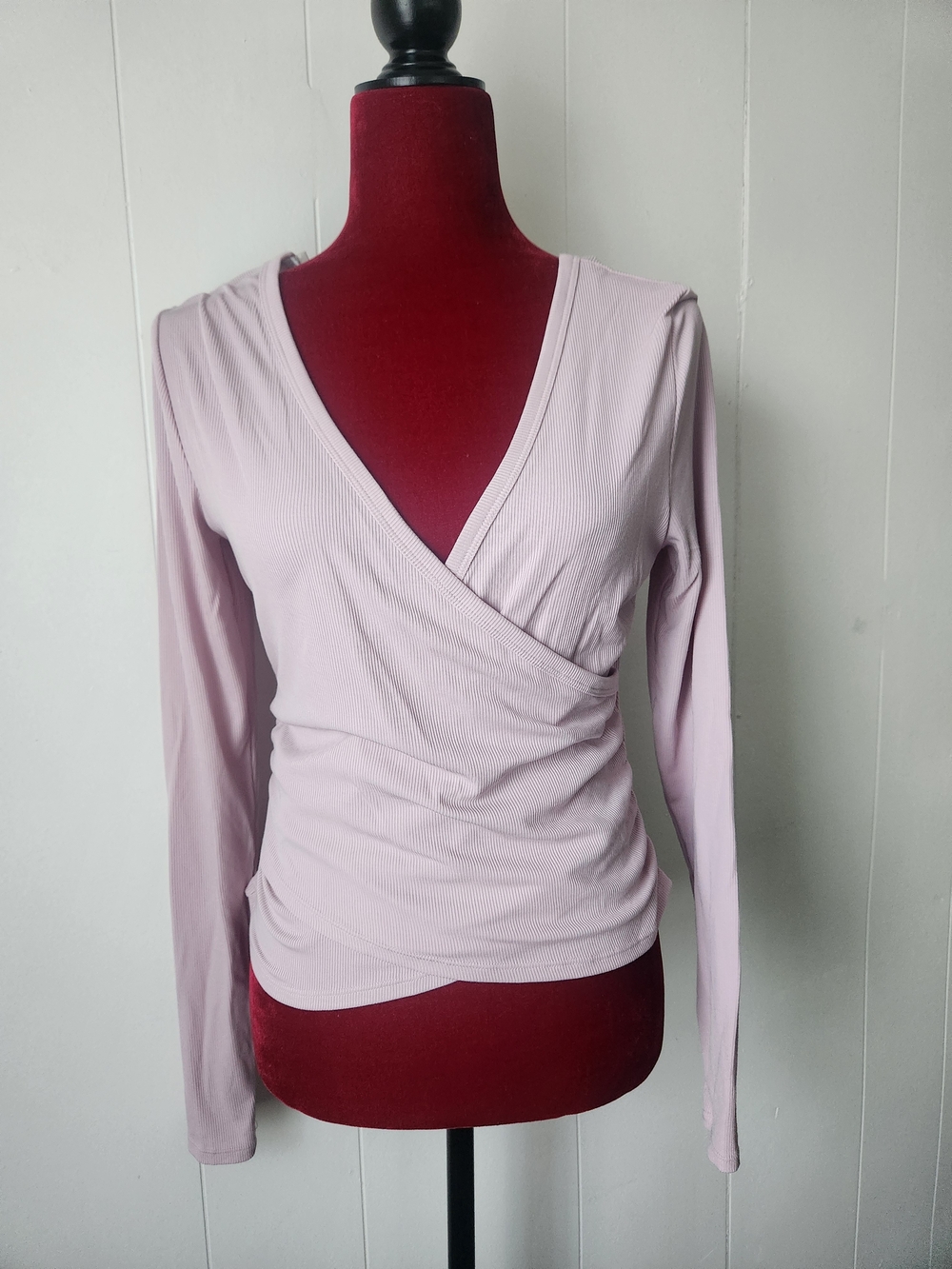 Avia Light Pink Wrap-Front Long Sleeve Top Sz Large